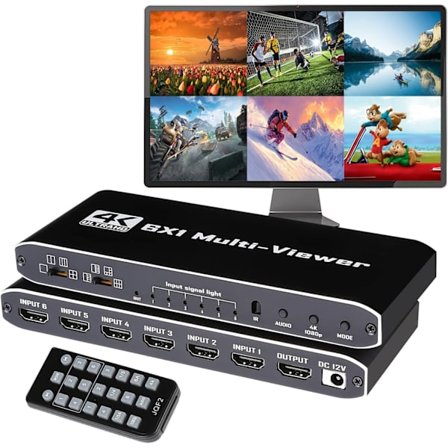 NÖRDIC HDMI Multi-Viewer 6 in 1 Out Seamless Switcher 1080P HDMI HUB Switcher for Multiple Inputs Splitter for Multiple Monitors