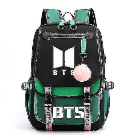 Bts Backpack With The Same Ribbon For Men And Women Backpack Usb Charging Peripheral Students Side Schoolbag Tide