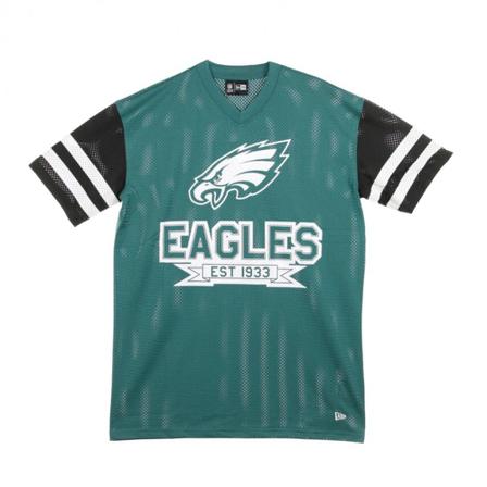 New Era, Casacca NFL Contrast Sleeve T-Shirt Phieag Niebieski, Mężczyzna, Rozmiar: L