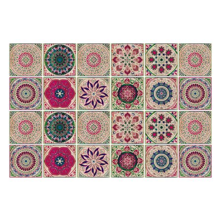 (B)24 stk. flise klistermærker, selvklæbende tapet klistermærke varmebestandigt vandtæt bagplade til køkken badeværelse stick M