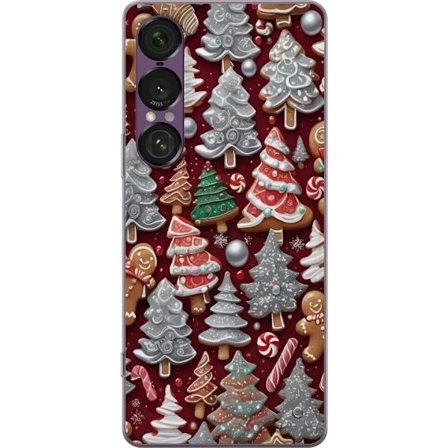 Kompatibelt Mobilskal till Sony Sony Xperia 1 VII Mysigt julmotiv med granar, godis och vinterfärger
