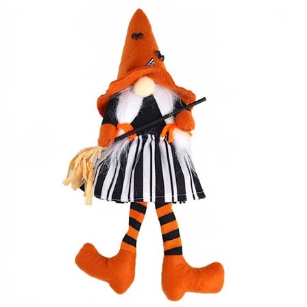 Halloween Kosteskaft Heks Sort La Flag Lange Ben Høje Hat Dværg Ansigtsløs Gammel Mand Dukke Græskar Arrangement Ornament