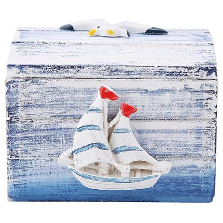 Smyckeskrin i trä i Medelhavsstil, bärbar liten förvaringslåda (segel) YEMAA