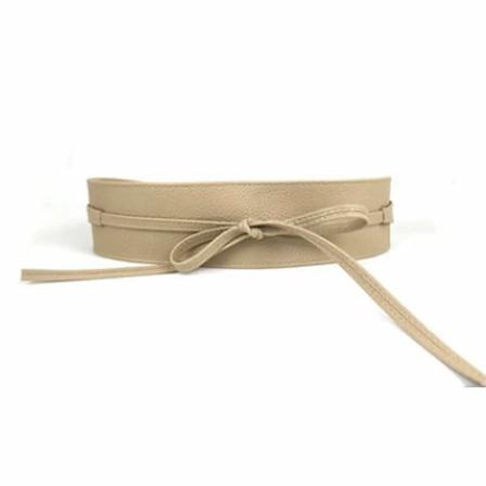 Dam Dam Sexig Stretchspänne Midjebälte Rosett Bred PU-läder Elastisk korsett Midjeband Beige Svart Röd Vit Kamel Beige