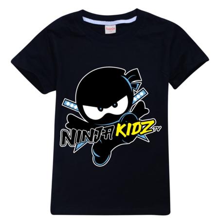 Ninja Kidz TV T-shirt för barn, pojkar och flickor, kortärmad black 9-10 Years = EU 134-140