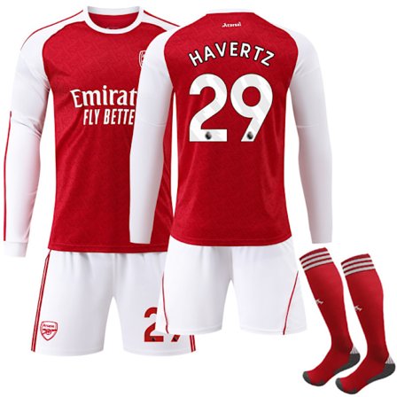25-26 Arsenal Hjemmedrakt Langermet Barn Voksen Fotballdrakt med Sokker Nr. 29 HAVERTZ