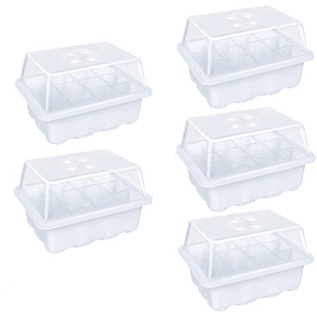 5-pak med frøplantebakker, minidrivhus med kupler og