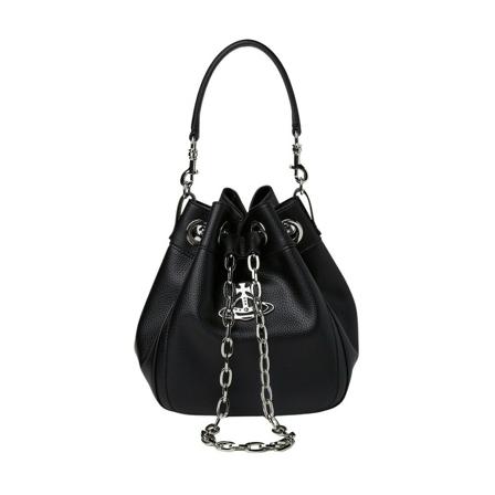 Vivienne Westwood Chrissy Medium Bucket Håndtaske Sort, Dame Skuldertasker, Størrelse: ONE Size