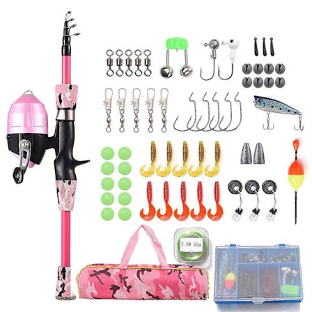 Barnfiskespö och rulle Combo Full Kit 1.2m/1.5m Teleskopisk Casting Spö Stång Med Spincast Rulle En (FMY)