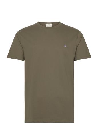 Slim Pique Ss T-Shirt Tops T-Kortærmet Skjorte Khaki Green GANT
