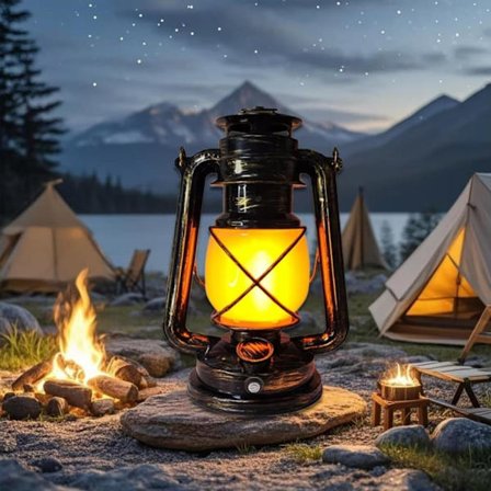 USB Oppladbar Campinglykt / Teltlys - Lampe for Camping - Retro LED, 3 Lysmoduser, Hengende Utendørslykt