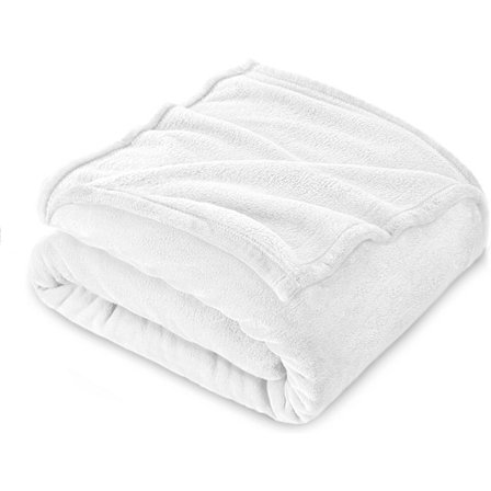 Flanellipeitto 130 x 160 cm - Paksu, pehmeä ja lämmin yhden hengen peitto - Laadukas ruutukuvio - Valkoinen