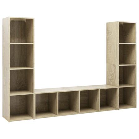 Vidaxl Tv-skåp 3 St Sonoma-ek 142,5x35x36,5 Cm Konstruerat Trä Brun