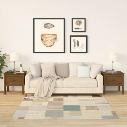 Vidaxl Sidobord 2 St Honungsbrun 50x50x49 Cm Massivt Furuträ Brun