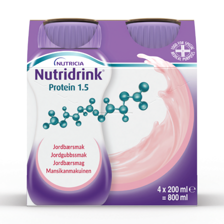 Nutridrink Protein Næringsdrikk, Jordbær, 4x200 ml