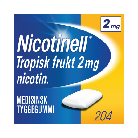 Nicotinell 2 mg tyggegummi, Tropisk frukt, 204 stk.