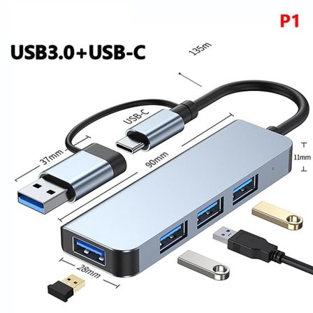 USB C-dockingstation USB C Hub-adapter til flere skærme med 4 TU 4 i 1