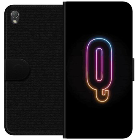 Kompatibelt Lommeboketui til Sony Sony Xperia Z3 Minimalistisk neonbokstav Q i skinnende farger mot mørk bakgrunn