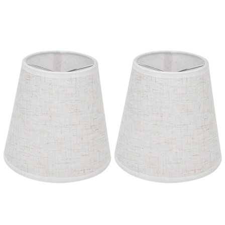 2 STK Stoff Klemmes på Lampeskjermdeksel for E14 Skrue Lysestake Lampe Lysekrone PT09 Lin