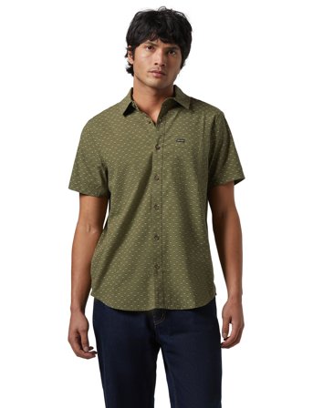 Brixton Charter Print S/S Wvn - Khaki green - S