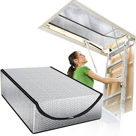 Isolerende loftlemsskjold 25 × 54 × 11 tommer – Lynlåslukket beskyttelse til loftstrappe, vejrbestandig mod varme, kulde, fugt og støv