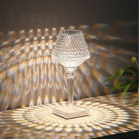 Crystal Touch -yöpöytälamppu - Ladattava LED, 3 väriä, yhteensopiva makuuhuoneeseen, olohuoneeseen, ravintolaan, baariin, loungeen