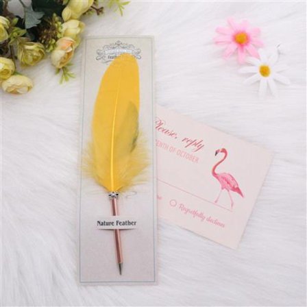 1 stk. Fjer Kuglepen, Vintage Fjerpen, Blød Fluffy Pen Bryllups Signaturpen, Skolekontor (gul)