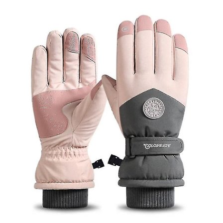 Vandtætte Touchscreen Skihandsker til Kvinder/ Vandtætte Varme Touchscreen Handsker til Koldt Vejr til Kvinder med Håndledsremme i Pink, Lilla, Grå N