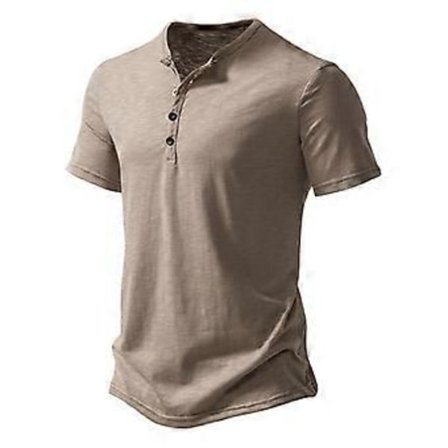 Herr Casual Slim Fit T-shirt Skjorta (2XL Khaki)