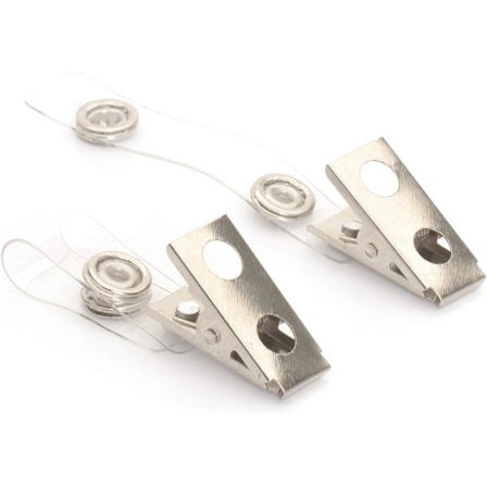 Pakke med 50 ID-klips - Metallkrokodilleklips og plaststropper - Brukes til å feste visittkort, sikkerhetspass og ID-kortholdere