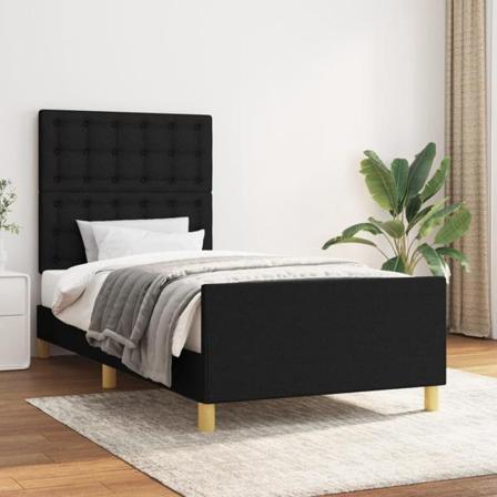 Vidaxl Sängram Med Huvudgavel Svart 90x190 Cm Tyg Svart