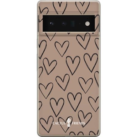 Kompatibelt Mobildeksel til Google Google Pixel 6 Pro Cactus and Friends - Earthy Sketch Hearts