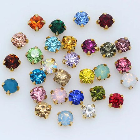 100p 3mm color Sew on crystal glass Diamante Rhinestone jewels Gold Cup Claw Montees 4hole Sewing Stone Beads DIY craft clothes