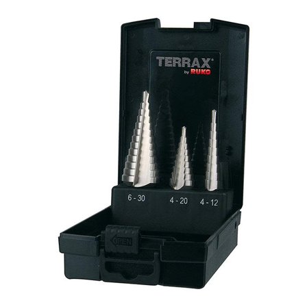 Ruko A101126RO Stegborrset 3 delar, i plastkassett, Borra & mejsla