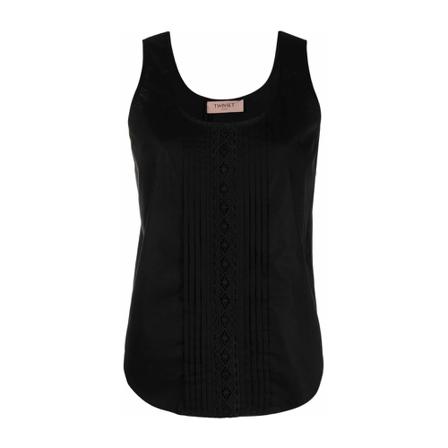 Twinset Top with lace Sort, Dame
