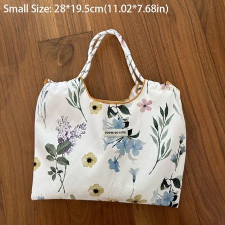 Flower Handbag Print Ostoskassit VALKOINEN 28X19.5CM - varastossa white 28x19.5cm