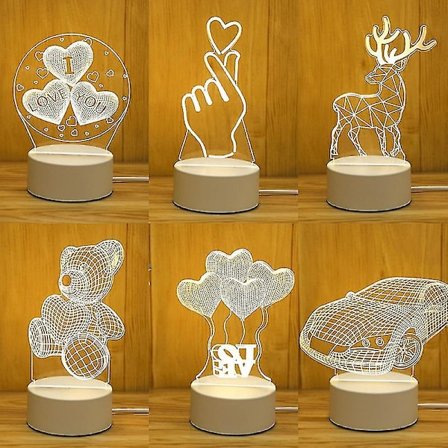 3d nattljus Smart hem USB skrivbordslampa Kreativ elektronisk led ljus-3 färg ljus