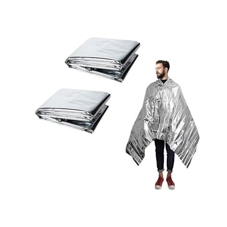 Nødteppe til udendørs overlevelse - Militær redningsteppe, vind- og vandtæt folie, termisk tæppe til camping og vandreture, 2 stk., 2,1 * 1,3 m