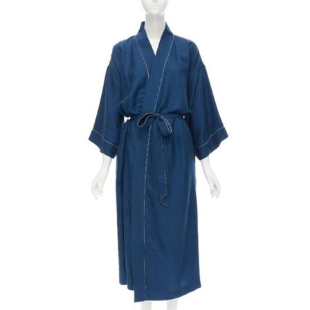 Hermès Vintage, Pre-owned Cashmere outerwear Blauw, Dames, Maat:L,leer