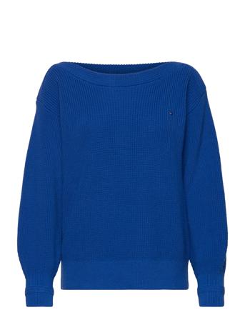 Boat Nk Sweater Cotton Rib Knit Pullover Striktrøje Blå Tommy Hilfiger
