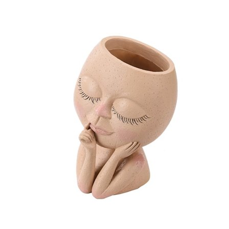 Ansiktskruka Krukor Huvud Kruka Ansikte Blomkruka Huvud Kruka för inomhus utomhus växter med dräneringshål Stängda ögon