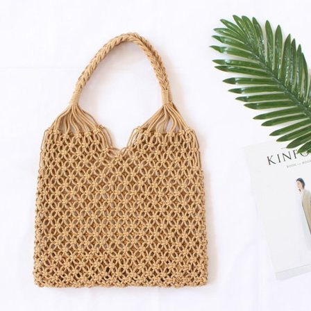 Beach Bag Hollow Out Bag CAMEL - stock