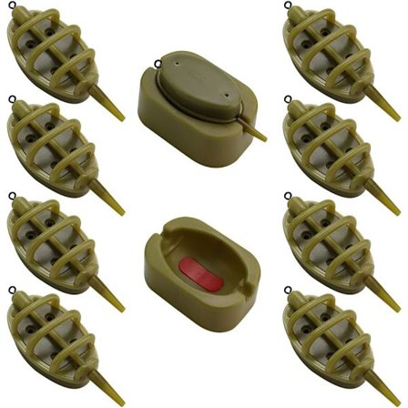 10 stk. Fiskemetode Feeder Inline Bly Fiskekarpe Plastik