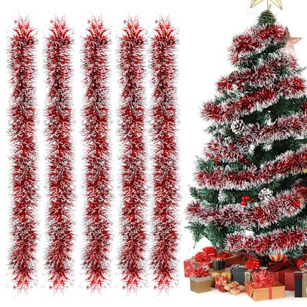 Punainen joulukoristenauha, 5 joulukoristenauhan setti, metalliset koristenauhat, joulukuusen koristenauha