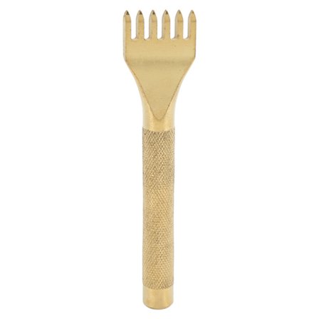 Læder Gaffelmejsel 4mm Rustfrit Stål Anti-Slip Håndtag Design Skarp Guld Læder Hulmejsel DIY Læderværktøj 6 Tænder