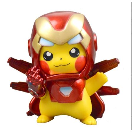 Pikachu bilpynt cos håndlagde tegneserie anime filmfigurer rød digital baby anime dukke (Iron Man Pikachu)