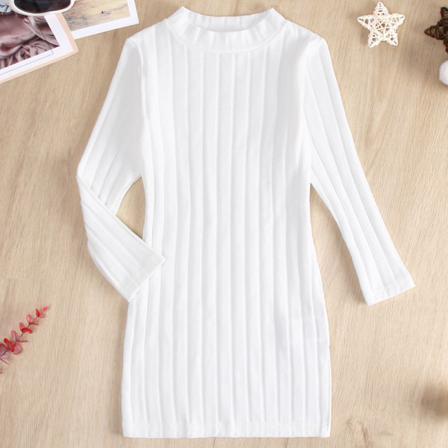 Toddler Långärmad Enfärgad Slim Fit Varma Bodycon Klänningar
