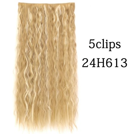 Syntetisk 22 32 tum 5 Clips Hårförlängning Värmebeständig falska hårstycken Långa vågiga frisyrer Clip In Hair Extensions