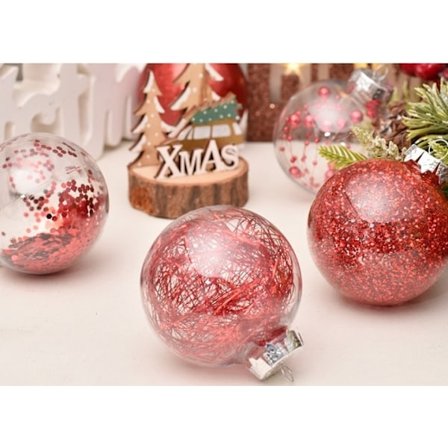 Julgranskulor 30st, Glitter Röd