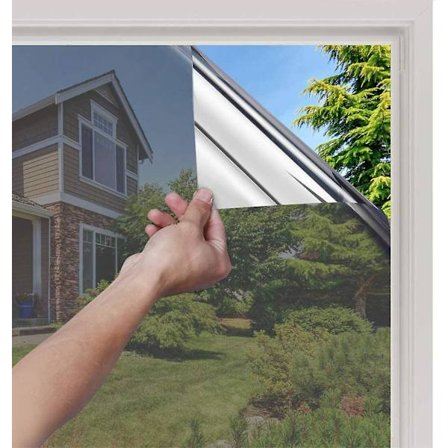 Adhesive Privacy Window Film One Way Mirror Effect For Glass Heat Resistant Mirror Paper Blackout Mirror Foil One Way Sun Protection Anti Uv Silver 44